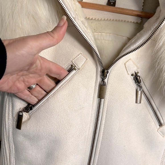 Bandolino Hooded Jacket with Faux Fur/Suede in Cream size S NWOT - Picture 3 of 16